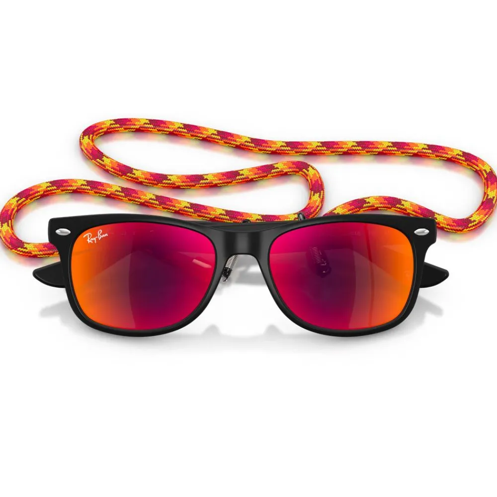 Lunettes Enfant<Ray Ban Lunettes de soleil New Wayfarer Kids Polished Rubber Black Brown Orange Mirror
