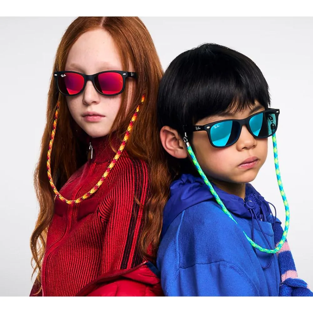 Lunettes Enfant<Ray Ban Lunettes de soleil New Wayfarer Kids Polished Rubber Black Brown Orange Mirror