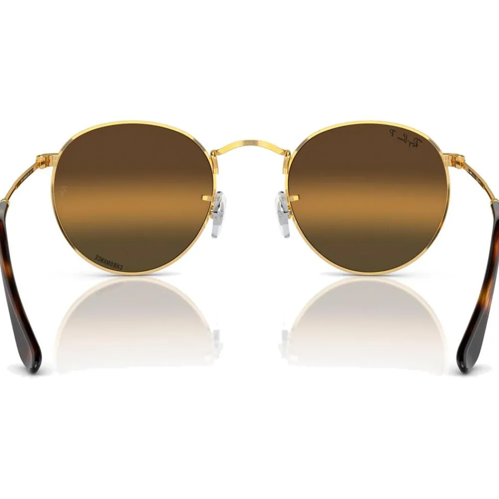 Lunettes Femme|Lunettes Polarisées<Ray Ban Lunettes de soleil RB3447 Round Metal Polished Gold Chromance Silver Brown Polar