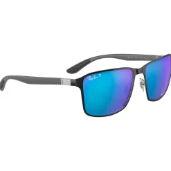 Lunettes Femme|Lunettes Homme<Ray Ban Lunettes de soleil RB3721 Polished Black Silver Chromance Polar Blue