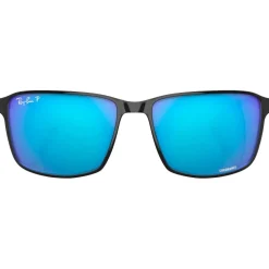 Lunettes Femme|Lunettes Homme<Ray Ban Lunettes de soleil RB3721 Polished Black Silver Chromance Polar Blue