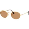 Lunettes Femme<Ray Ban Lunettes de soleil RB3547 Oval Metal Polished Gold Brown