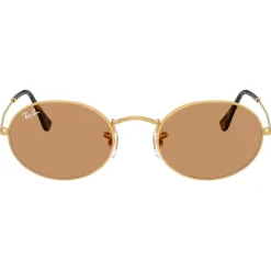 Lunettes Femme<Ray Ban Lunettes de soleil RB3547 Oval Metal Polished Gold Brown