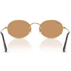 Lunettes Femme<Ray Ban Lunettes de soleil RB3547 Oval Metal Polished Gold Brown