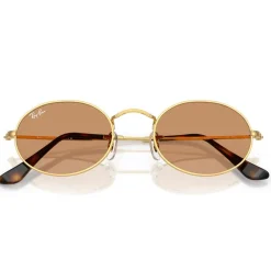 Lunettes Femme<Ray Ban Lunettes de soleil RB3547 Oval Metal Polished Gold Brown