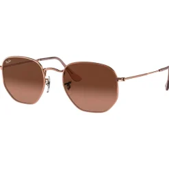 Lunettes Femme<Ray Ban Lunettes de soleil RB3548N Hexagonal Flat Polished Copper Gradient Brown