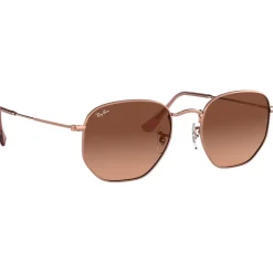 Lunettes Femme<Ray Ban Lunettes de soleil RB3548N Hexagonal Flat Polished Copper Gradient Brown