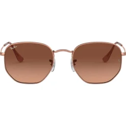 Lunettes Femme<Ray Ban Lunettes de soleil RB3548N Hexagonal Flat Polished Copper Gradient Brown