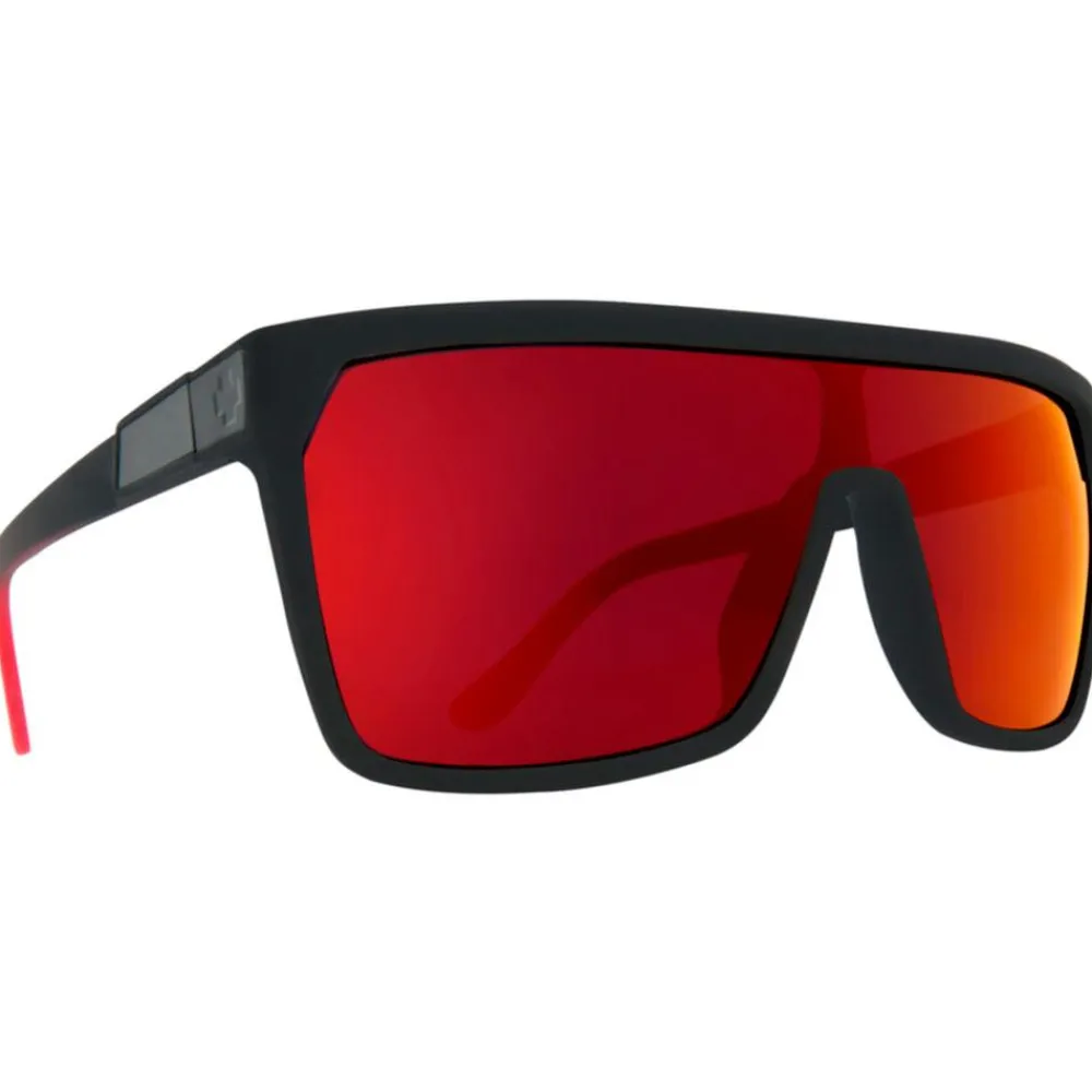Lunettes Femme<Spy Lunettes de soleil Flynn Soft Matte Black Red Face HD Plus Gray Green with Red Light Spectra Mirror