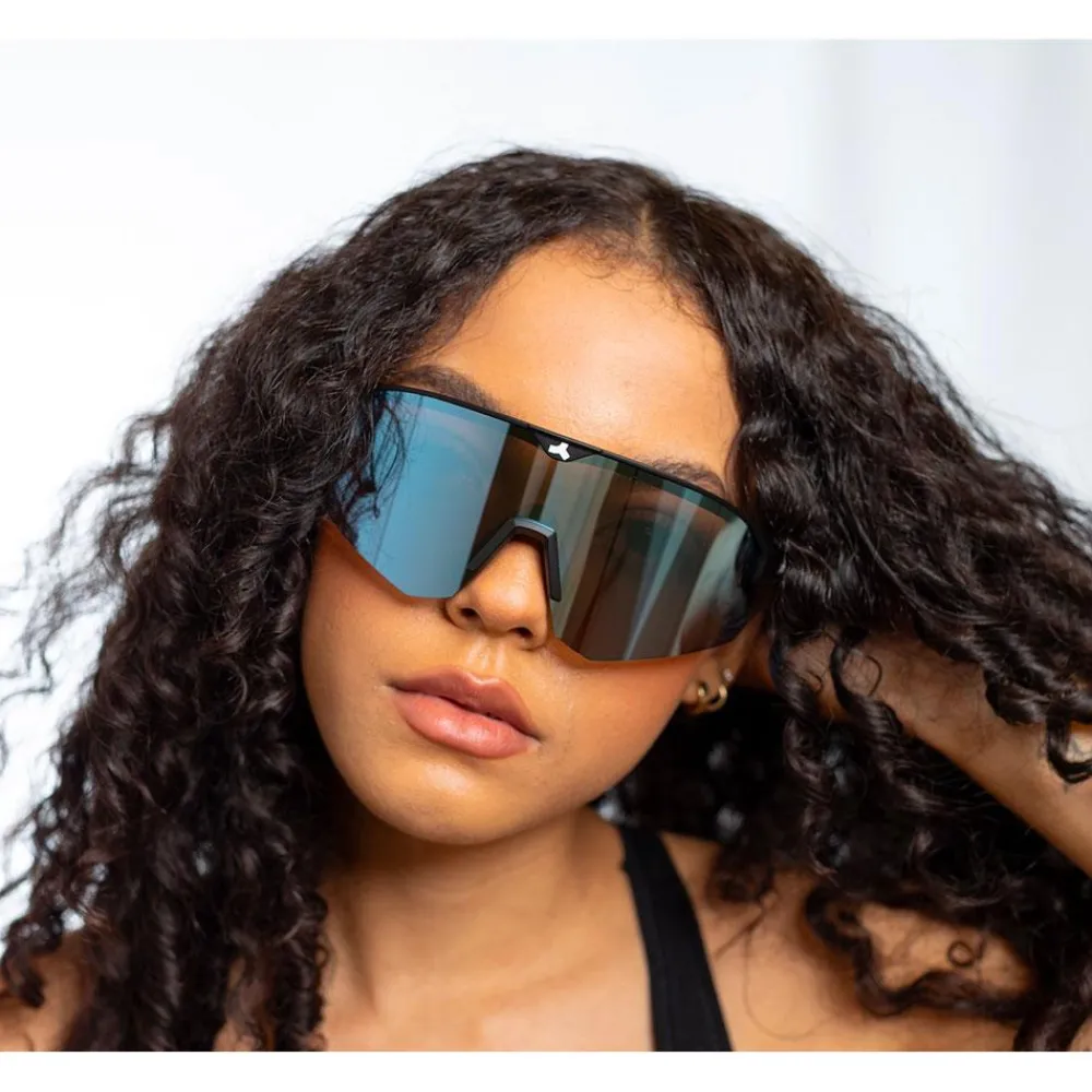 Lunettes de soleil Lake Victoria Matt Black Brown Ice Blue Multi Femme Lunettes Femme