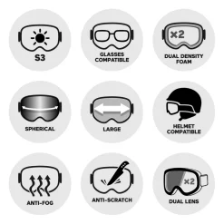 New Masque de Ski Spot Otg Mat Black Silver Spx3000 Homme Masques Homme|Masques Porteur De Lunettes