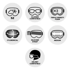 Masque de Ski Two Black Silver Pink Flash Silver Femme Masques Porteur De Lunettes|Masques Femme