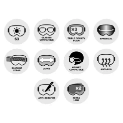 New Masque de Ski Jam Matt White Smoke Silver Mirror + Cloudy Snow Femme Masques Femme|Masques Homme