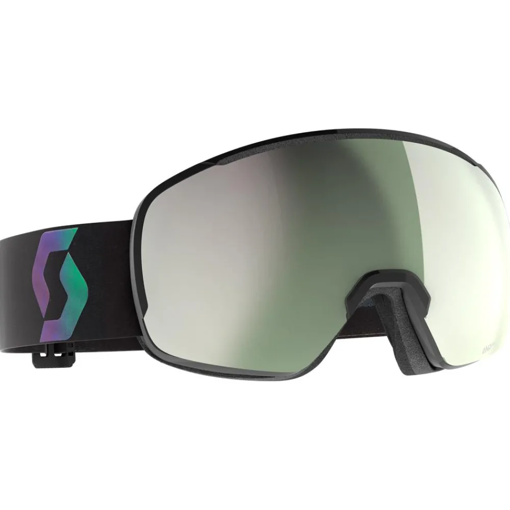 New Masque de Ski Sphere Otg Black Aurora Green Amp Pro White Chrome Femme Masques Porteur De Lunettes|Masques Femme