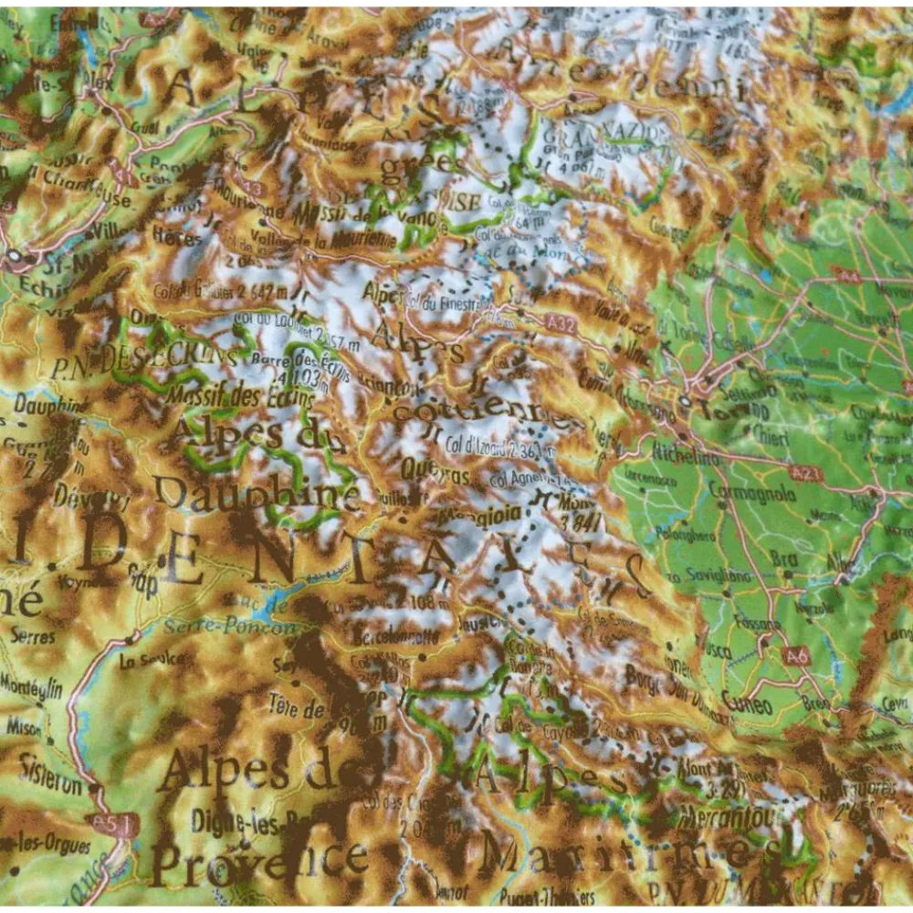 Carte 3D<3DMAP Massif De L'arc Alpin + Cadre