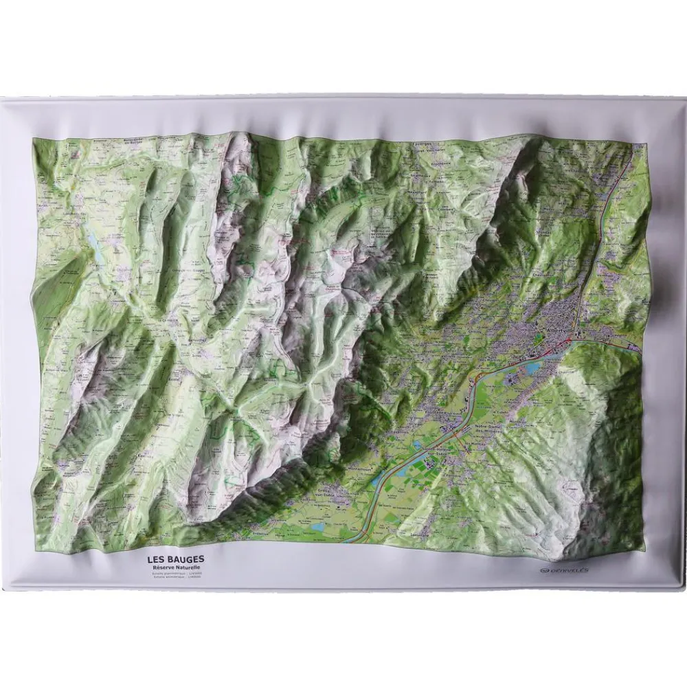 Carte 3D<Deniveles Massif Des Bauges + Cadre