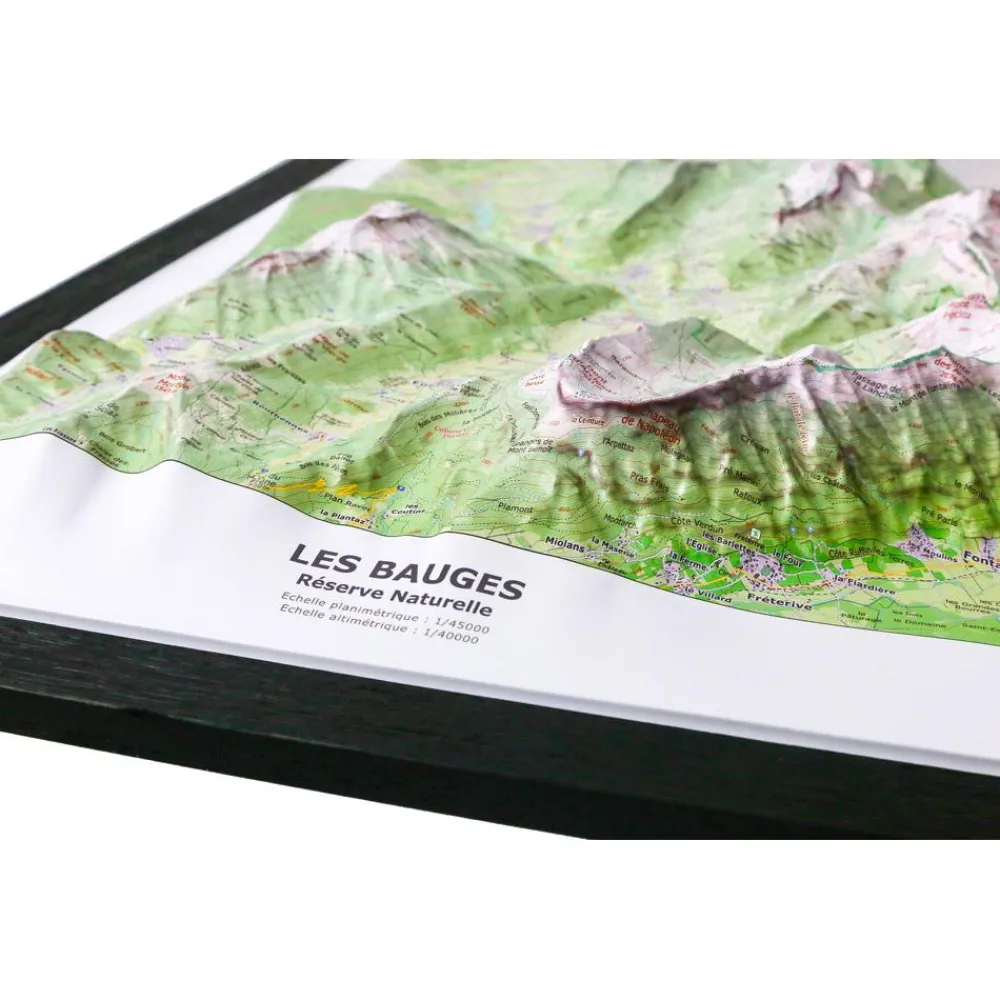 Carte 3D<Deniveles Massif Des Bauges + Cadre