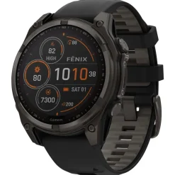 Montres Gps|Montre Connectée<Garmin Montres GPS Fenix 8 Solar Sapphire Titane Carbon Gray DLC Bracelet Silicone Noir Gris Galet