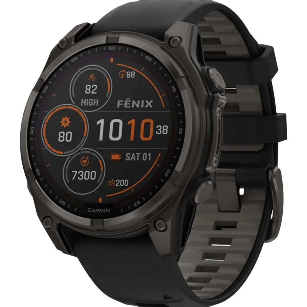 Montres Gps|Montre Connectée<Garmin Montres GPS Fenix 8 Solar Sapphire Titane Carbon Gray DLC Bracelet Silicone Noir Gris Galet
