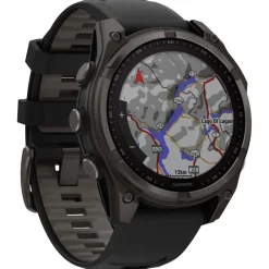 Montres Gps|Montre Connectée<Garmin Montres GPS Fenix 8 Solar Sapphire Titane Carbon Gray DLC Bracelet Silicone Noir Gris Galet