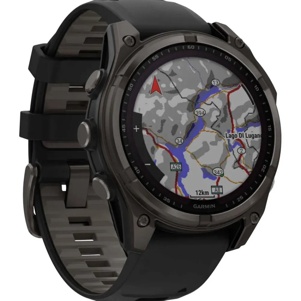 Montres Gps|Montre Connectée<Garmin Montres GPS Fenix 8 Solar Sapphire Titane Carbon Gray DLC Bracelet Silicone Noir Gris Galet