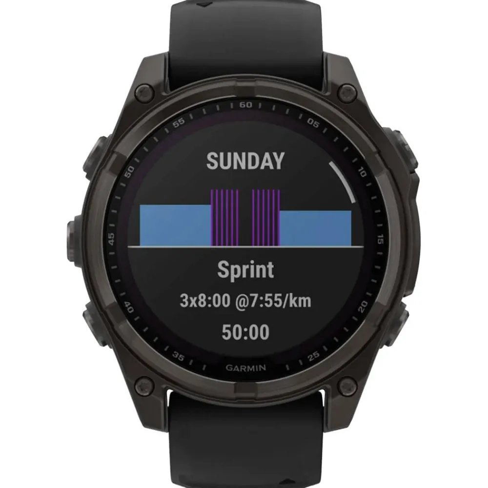 Montres Gps|Montre Connectée<Garmin Montres GPS Fenix 8 Solar Sapphire Titane Carbon Gray DLC Bracelet Silicone Noir Gris Galet