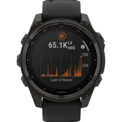 Montres Gps|Montre Connectée<Garmin Montres GPS Fenix 8 Solar Sapphire Titane Carbon Gray DLC Bracelet Silicone Noir Gris Galet