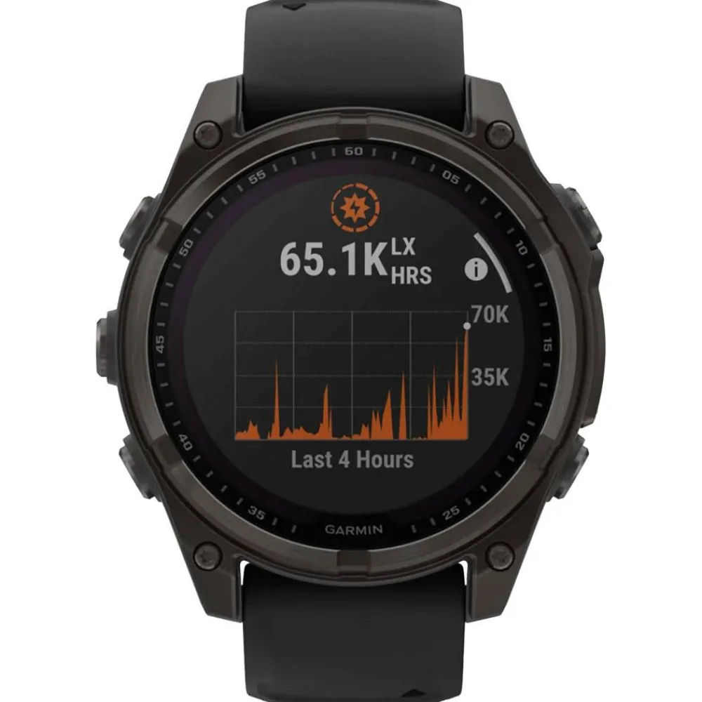 Montres Gps|Montre Connectée<Garmin Montres GPS Fenix 8 Solar Sapphire Titane Carbon Gray DLC Bracelet Silicone Noir Gris Galet