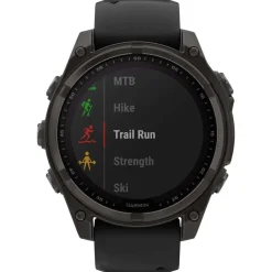 Montres Gps|Montre Connectée<Garmin Montres GPS Fenix 8 Solar Sapphire Titane Carbon Gray DLC Bracelet Silicone Noir Gris Galet