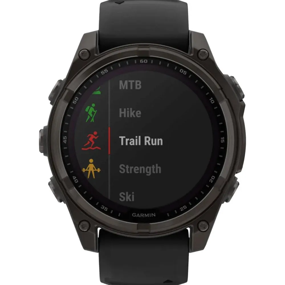 Montres Gps|Montre Connectée<Garmin Montres GPS Fenix 8 Solar Sapphire Titane Carbon Gray DLC Bracelet Silicone Noir Gris Galet