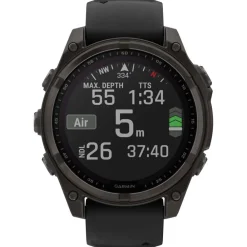 Montres Gps|Montre Connectée<Garmin Montres GPS Fenix 8 Solar Sapphire Titane Carbon Gray DLC Bracelet Silicone Noir Gris Galet