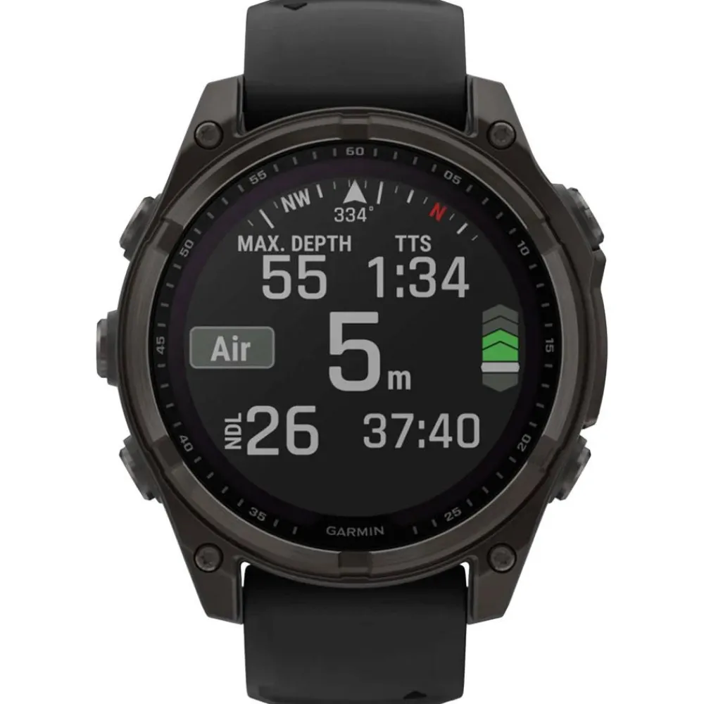 Montres Gps|Montre Connectée<Garmin Montres GPS Fenix 8 Solar Sapphire Titane Carbon Gray DLC Bracelet Silicone Noir Gris Galet