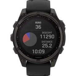 Montres Gps|Montre Connectée<Garmin Montres GPS Fenix 8 Solar Sapphire Titane Carbon Gray DLC Bracelet Silicone Noir Gris Galet