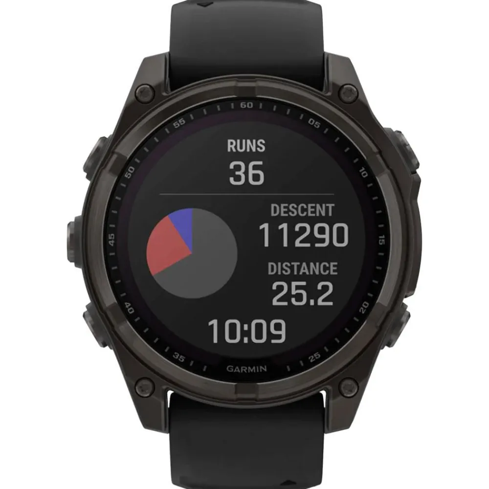 Montres Gps|Montre Connectée<Garmin Montres GPS Fenix 8 Solar Sapphire Titane Carbon Gray DLC Bracelet Silicone Noir Gris Galet