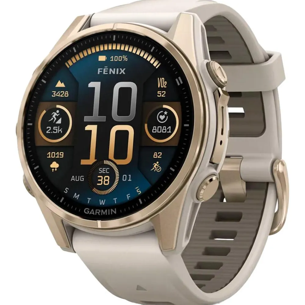 Montres Gps|Montre Connectée<Garmin Montres GPS Fenix 8 Amoled Sapphire Soft Gold Gris Cendré Grès Foncé