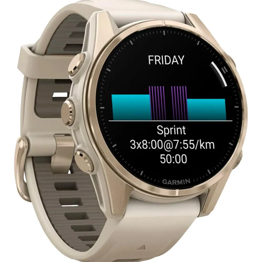 Montres Gps|Montre Connectée<Garmin Montres GPS Fenix 8 Amoled Sapphire Soft Gold Gris Cendré Grès Foncé