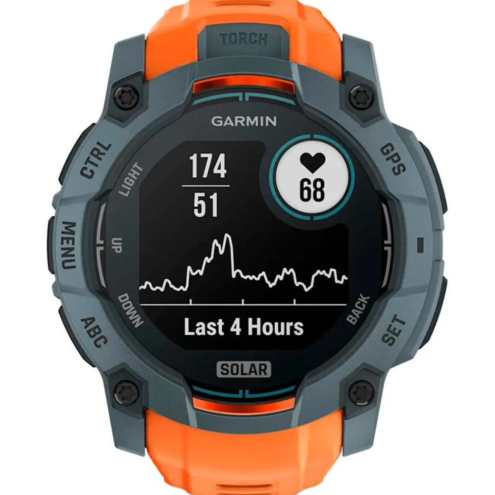 Montres Gps|Montre Connectée<Garmin Montres GPS Instinct 3 Solar Bleu Crépuscule Avec Bracelet Orange