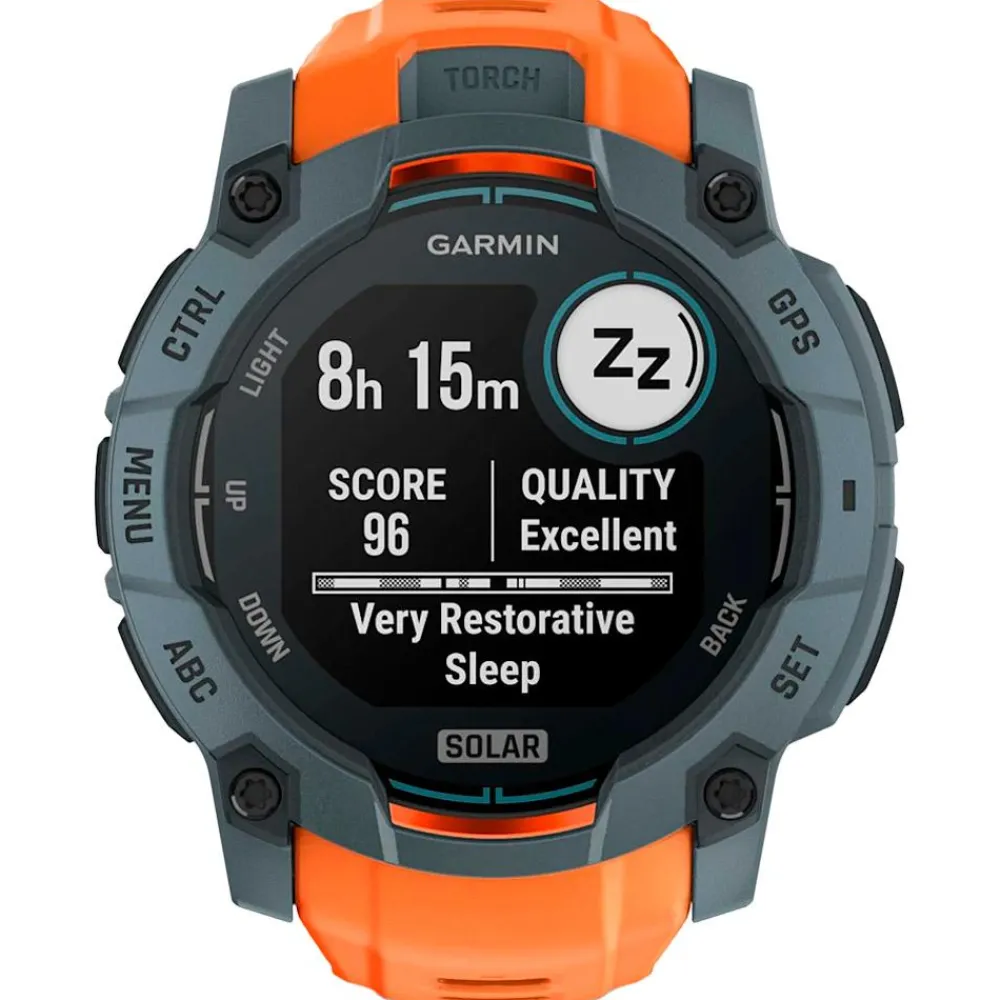 Montres Gps|Montre Connectée<Garmin Montres GPS Instinct 3 Solar Bleu Crépuscule Avec Bracelet Orange