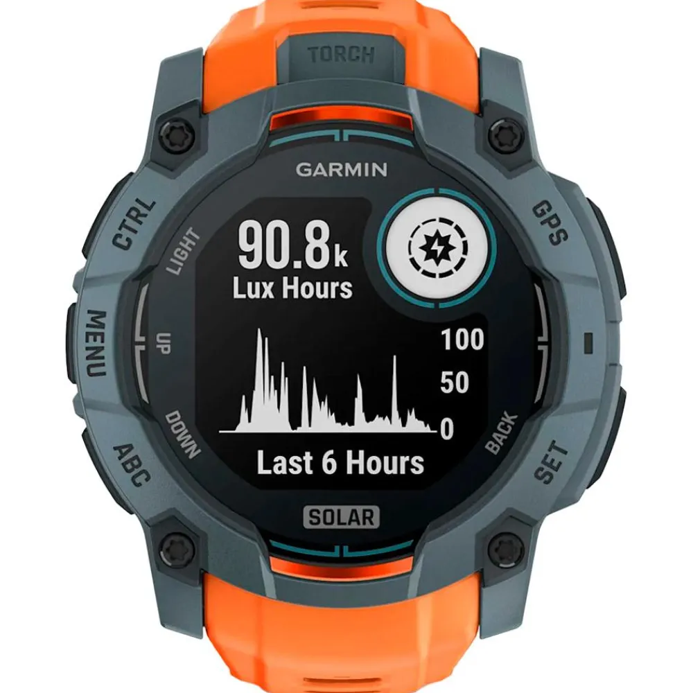 Montres Gps|Montre Connectée<Garmin Montres GPS Instinct 3 Solar Bleu Crépuscule Avec Bracelet Orange