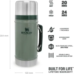 Hot Mug The Legendary Food Jar 0.94L Hammertone Green Vaisselle Camping