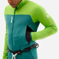 New Polaire Fusion Grid Jkt M Macaw Green Bottle Homme Veste De Ski|Polaire Homme