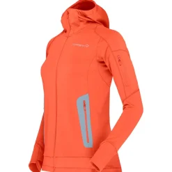 Veste De Ski|Polaire Femme<Norrona Polaire falketind Power Grid Hood W's Orange Alert