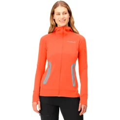 Veste De Ski|Polaire Femme<Norrona Polaire falketind Power Grid Hood W's Orange Alert