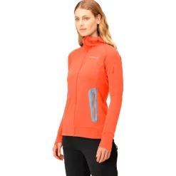 Veste De Ski|Polaire Femme<Norrona Polaire falketind Power Grid Hood W's Orange Alert
