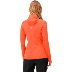 Veste De Ski|Polaire Femme<Norrona Polaire falketind Power Grid Hood W's Orange Alert
