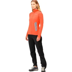 Veste De Ski|Polaire Femme<Norrona Polaire falketind Power Grid Hood W's Orange Alert