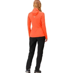 Veste De Ski|Polaire Femme<Norrona Polaire falketind Power Grid Hood W's Orange Alert