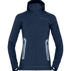 New Polaire falketind Power Grid Hood W's Indigo Night Femme Polaire Femme|Veste De Ski