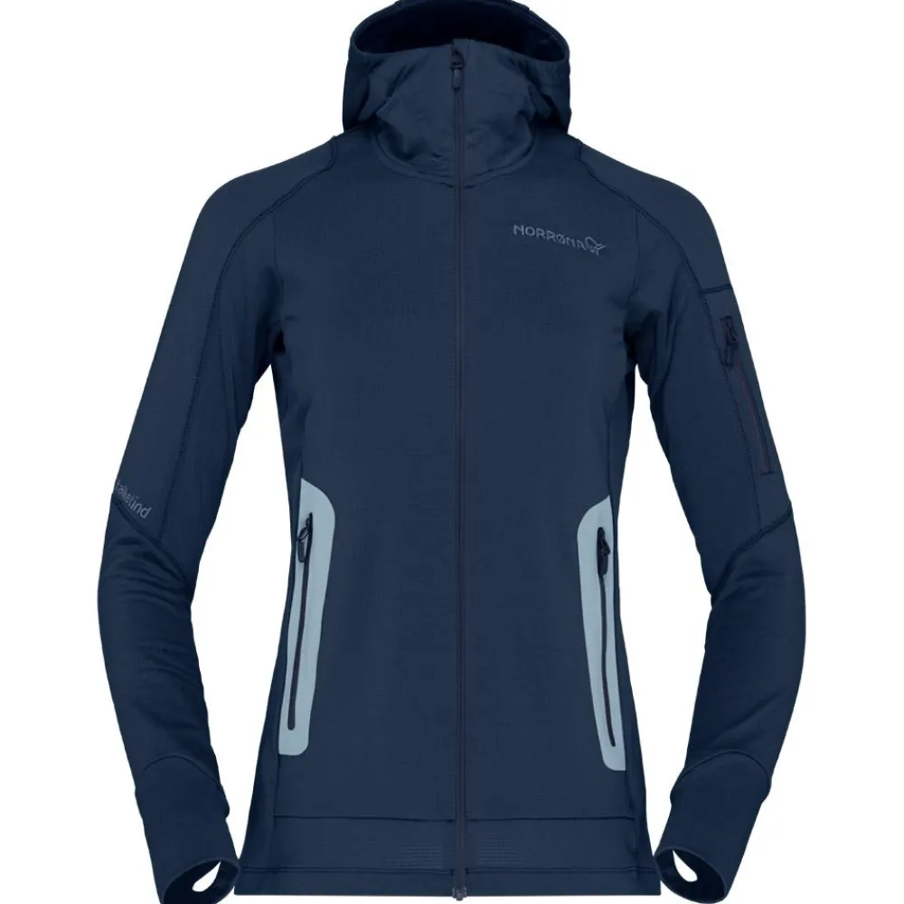 New Polaire falketind Power Grid Hood W's Indigo Night Femme Polaire Femme|Veste De Ski
