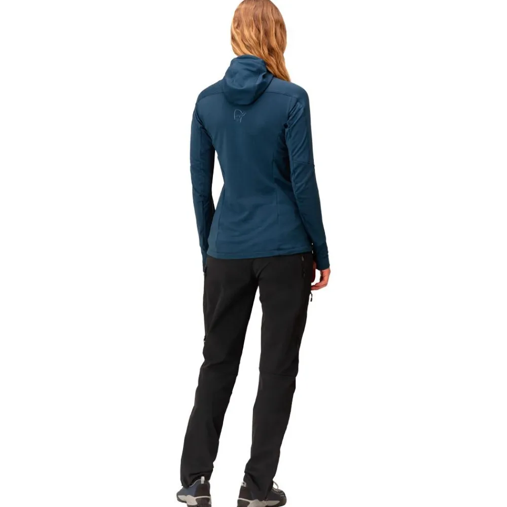 New Polaire falketind Power Grid Hood W's Indigo Night Femme Polaire Femme|Veste De Ski